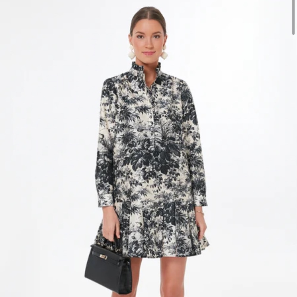 Tuckernuck Black and Cream Floral Long Sleeve Dress